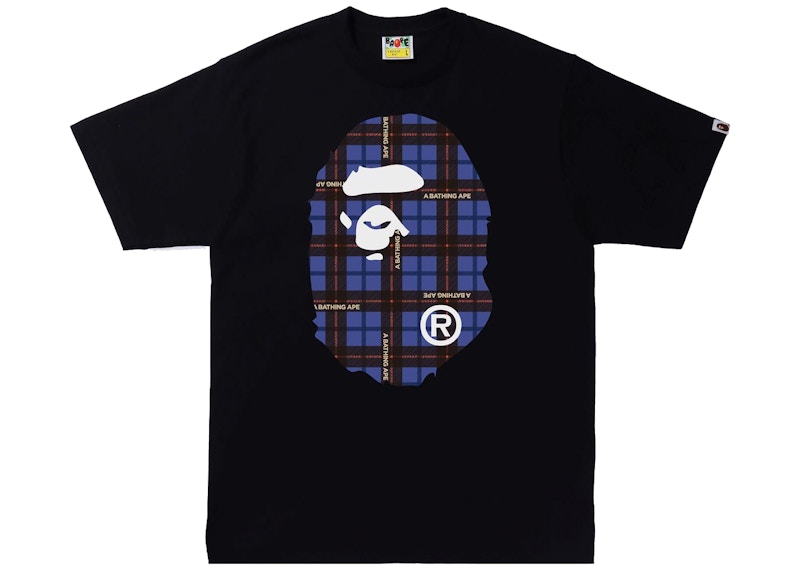 BAPE Logo Check Big Ape Head Tee Black/Blue