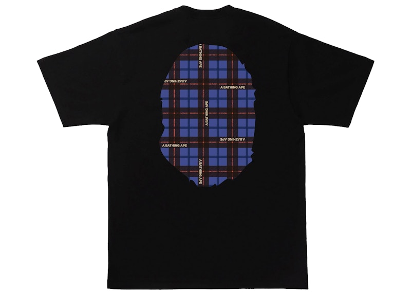 BAPE Logo Check Big Ape Head Tee Black/Blue 圖 2