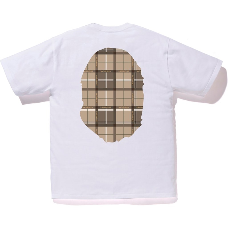Bape Logo Check Big Ape Head Tee White Beige 圖 2