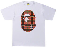 BAPE Logo Check Big Ape Head Tee White/Red BAPE Logo Check Big Ape Head Tee White/Red