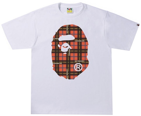Camiseta BAPE Logo Check Gran Cabeza de Mono Blanco/Rojo Buy Camiseta BAPE Logo Check Gran Cabeza de Mono Blanco/Rojo