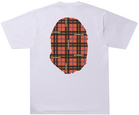 Camiseta BAPE Logo Check Gran Cabeza de Mono Blanco/Rojo Order Camiseta BAPE Logo Check Gran Cabeza de Mono Blanco/Rojo