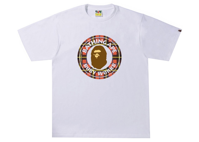 Buy BAPE Logo Check Busy Works Baju-T Putih/Merah
