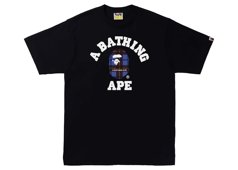 BAPE Logo Check College Tee Black/Blue