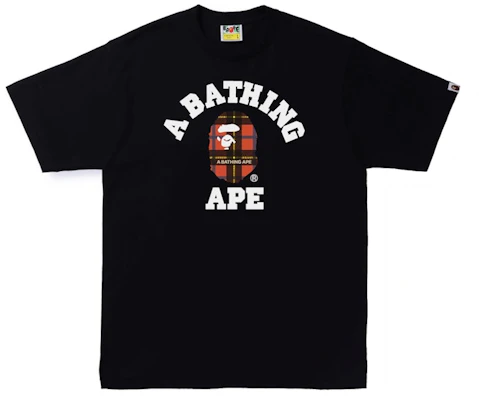 BAPE 標誌格紋大學T恤 黑色/紅色 Buy BAPE 標誌格紋大學T恤 黑色/紅色