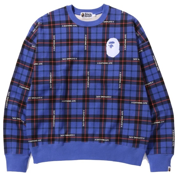 bape-logo-check-loose-fit-crewneck-blue