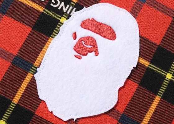 BAPE Logo Check Loose Fit Crewneck Red Order BAPE Logo Check Loose Fit Crewneck Red