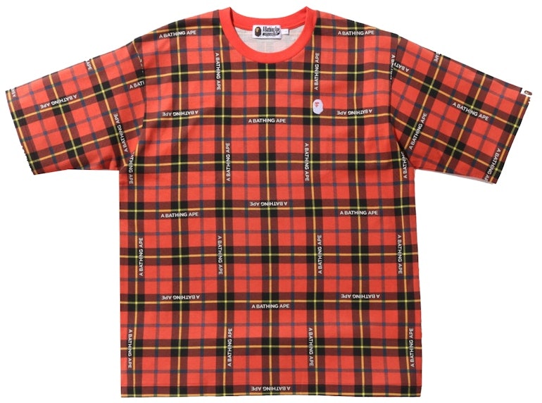 bape-logo-check-relaxed-fit-one-point-tee-red