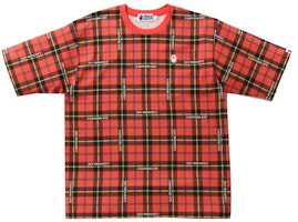 BAPE Logo Check Relaxed Fit One Point Tee Red BAPE Logo Check Relaxed Fit One Point Tee Red