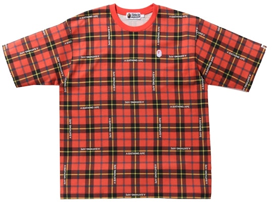 BAPE Logo Check Relaxed Fit One Point Tee Red Buy BAPE Logo Check Relaxed Fit One Point Tee Red