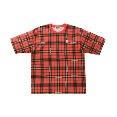 BAPE Logo Check Relaxed Fit One Point Tee Red
