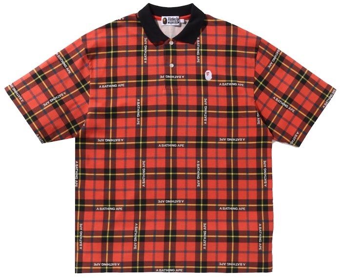 bape-logo-check-relaxed-fit-polo-red