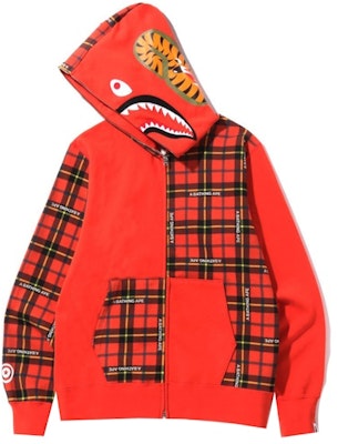 Sudadera con Capucha Roja BAPE Logo Check Shark Full Zip Order Sudadera con Capucha Roja BAPE Logo Check Shark Full Zip