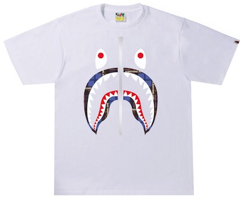 Kaos BAPE Logo Cek Shark Putih/Biru Buy Kaos BAPE Logo Cek Shark Putih/Biru