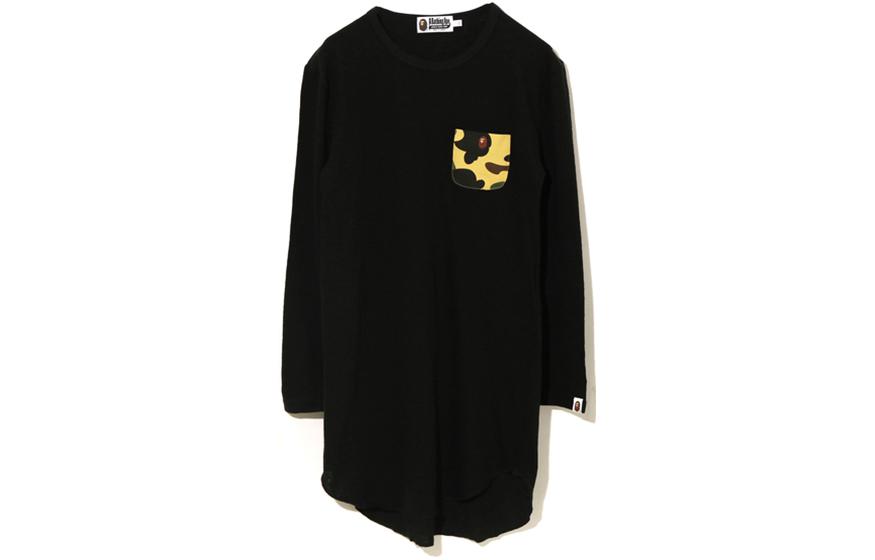 BAPE Logo Embroidered Patchwork Crewneck Long Sleeve Dress. 0ZXDSW235503G
