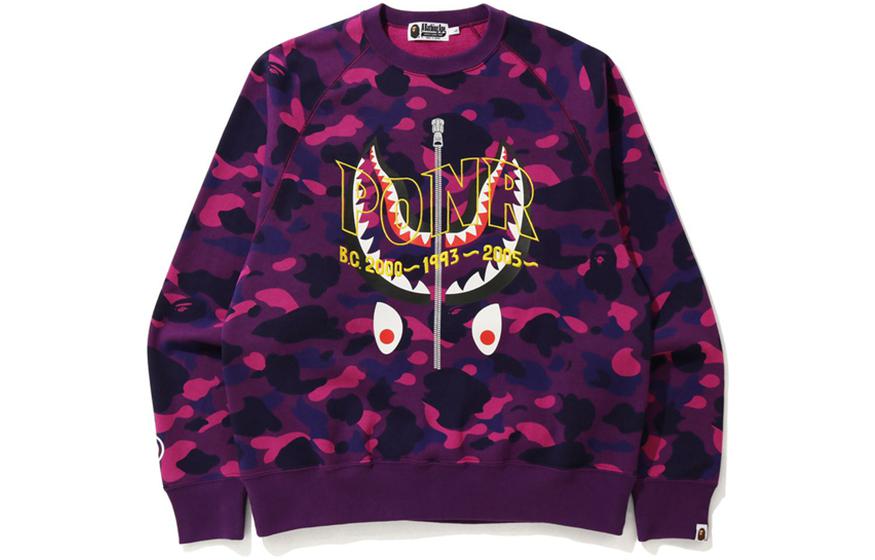 BAPE Logo Letter Print Crewneck Sweatshirt Purple () 0ZXSWM113018F