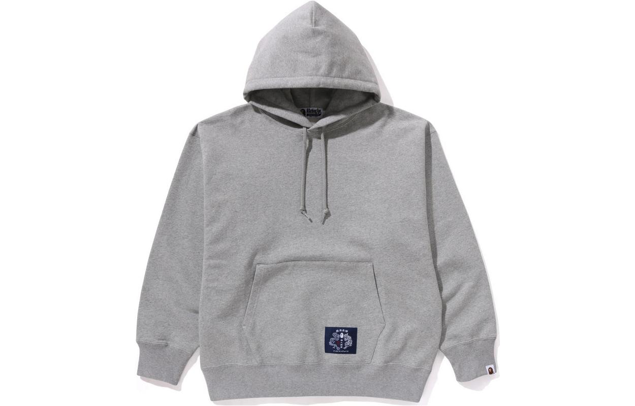 BAPE Logo Loose Fit Hoodie Grey 1K22-114-002