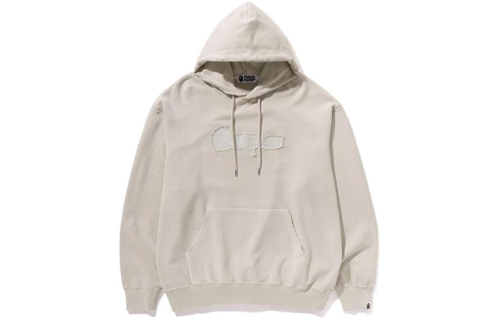 BAPE Logo Oversized Ivory White Hoodie for Men 1K30-114-312