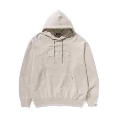 BAPE Logo Oversized Ivory White Hoodie for Men 1K30-114-312
