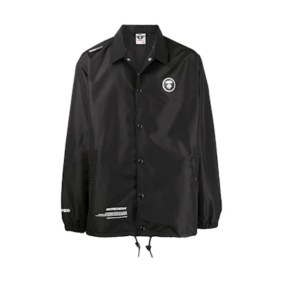 BAPE Logo Print Casual Polo Collar Jacket Black ALJ7496XXI