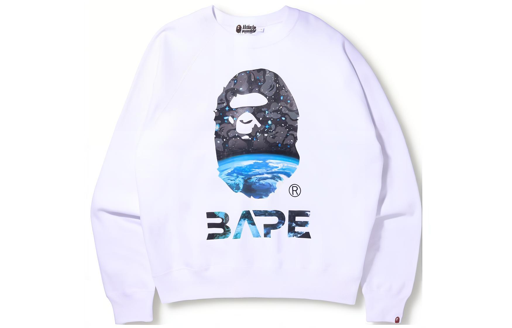BAPE Logo Print Crewneck Pullover Long Sleeve Sweatshirt 0ZXSWM113005H