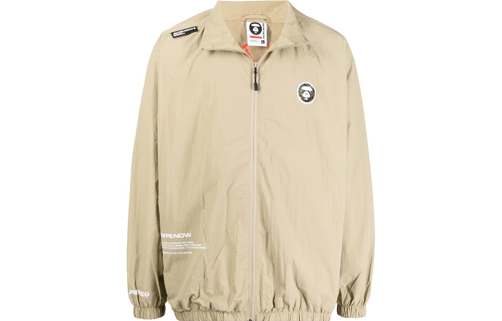 BAPE Logo Print Stand Collar Zip-Up Long Sleeve Jacket for Men ALJ7-495-XXI