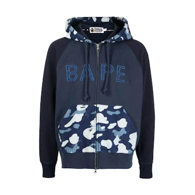BAPE Logo Print Zip-Up Hoodie Blue () 0ZXSWM115013J