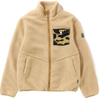 BAPE Logo Print Zip-Up Long Sleeve Jacket Khaki MRBJKM741002D BAPE Logo Print Zip-Up Long Sleeve Jacket Khaki MRBJKM741002D