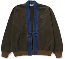 BAPE Logo V-Neck Loose-Fit Long Sleeve Jacket for Men 1J70-140-011 BAPE Logo V-Neck Loose-Fit Long Sleeve Jacket for Men 1J70-140-011