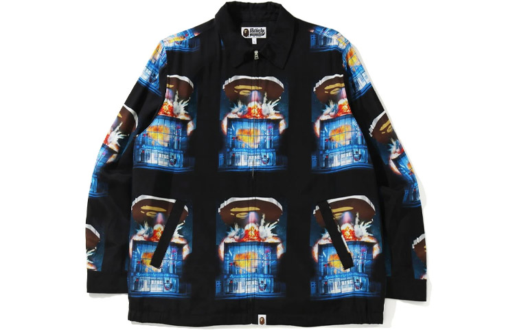 BAPE Loose Fit Long Sleeve Jacket with Invader Print 1H30-140-007