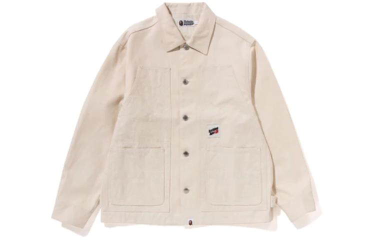 BAPE Loose Fit Printed Button-Up Jacket Beige 1J70-140-005