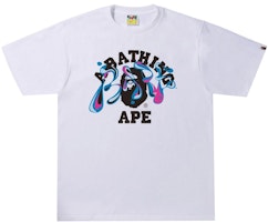 BAPE Marble Camo Liquid College Tee White