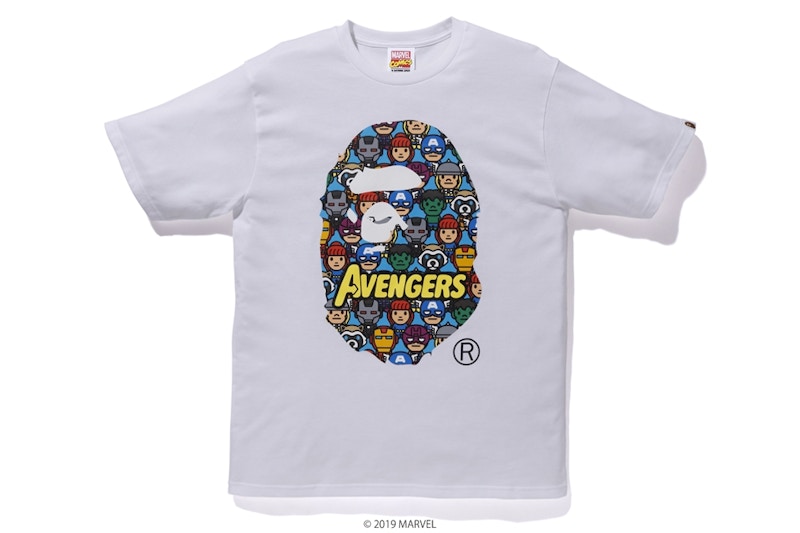 Buy Bape 漫威復仇者聯盟猿人頭圖案白色T恤