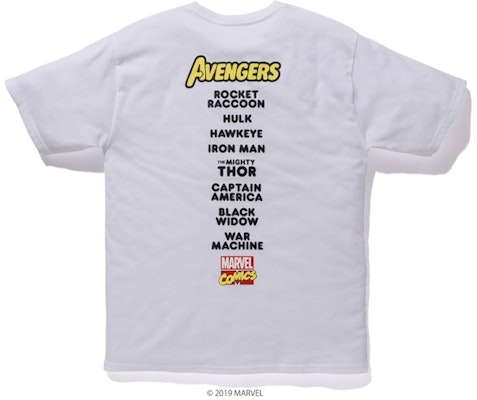 Bape 漫威復仇者聯盟猿人頭圖案白色T恤 Order Bape 漫威復仇者聯盟猿人頭圖案白色T恤