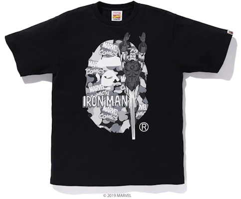 Bape Marvel Camo Iron Man Ex Tee Black Buy Bape Marvel Camo Iron Man Ex Tee Black