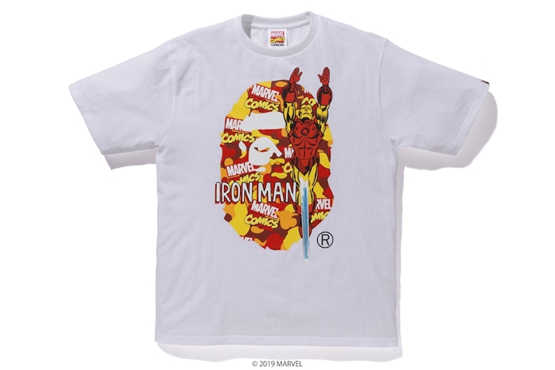 Bape Marvel Camo Iron Man Tee White