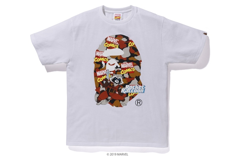 Bape Marvel Camo Rocket Raccoon Tee White