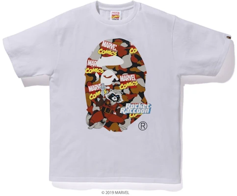 Bape Marvel Camo Rocket Raccoon Tee White Buy Bape Marvel Camo Rocket Raccoon Tee White