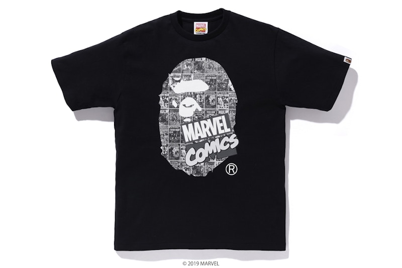Bape Marvel Comic Ape Head Ex Tee Black