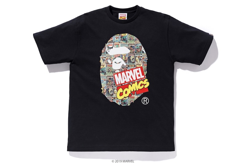 Bape Marvel Comic Ape Head Tee Black
