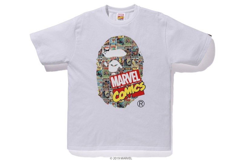 Buy Bape Marvel Comic Ape Head Tee White