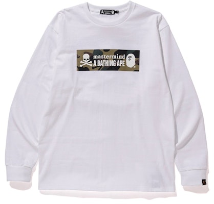 Bape Mastermind Japan Camo Logo LS Tee White Green Buy Bape Mastermind Japan Camo Logo LS Tee White Green