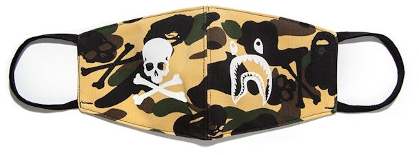 bape-mastermind-japan-skull-and-shark-camo-face-mask-yellow