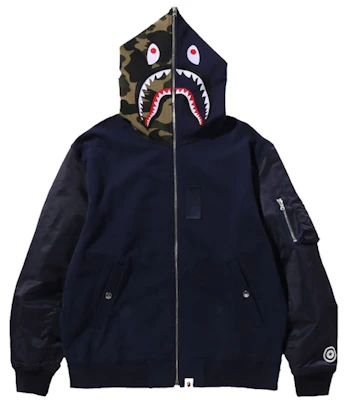 베이프 밀리터리 샤크 릴랙스드 핏 풀 집 후디 '네이비' Buy 베이프 밀리터리 샤크 릴랙스드 핏 풀 집 후디 '네이비'