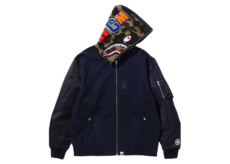 BAPE Military Shark Relaxed Fit Full Zip Hoodie Navy 圖 2