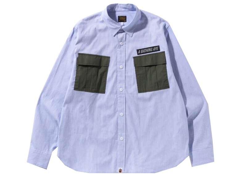 Buy BAPE Military Stripe Relaxed Fit Shirt Sax