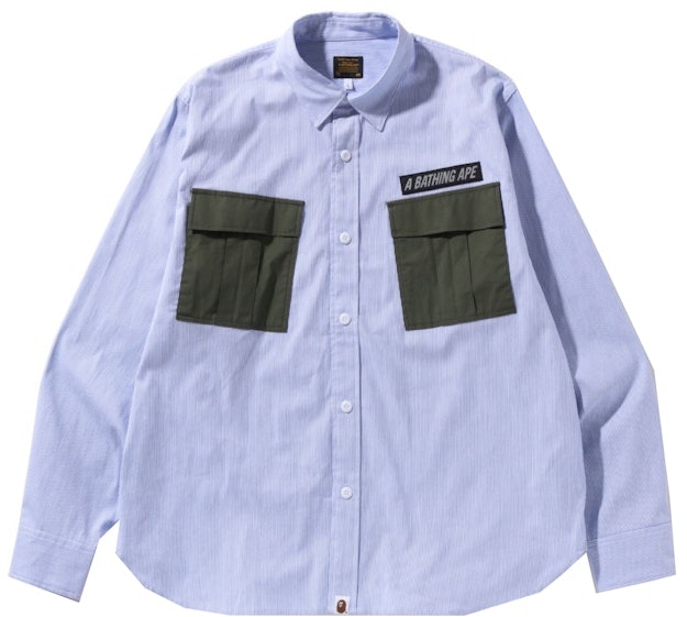 bape-military-stripe-relaxed-fit-shirt-sax