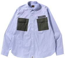 BAPE Military Stripe Relaxed Fit Shirt Sax BAPE Military Stripe Relaxed Fit Shirt Sax