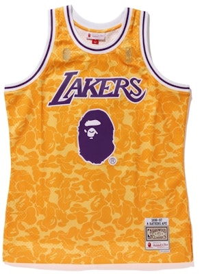 Bape Mitchell & Ness Lakers ABC Basketball Swingman Jersey Yellow Buy Bape Mitchell & Ness Lakers ABC Basketball Swingman Jersey Yellow