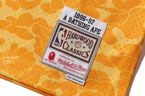 Bape Mitchell & Ness Lakers ABC Basketball Swingman Jersey Yellow Lookbook Bape Mitchell & Ness Lakers ABC Basketball Swingman Jersey Yellow